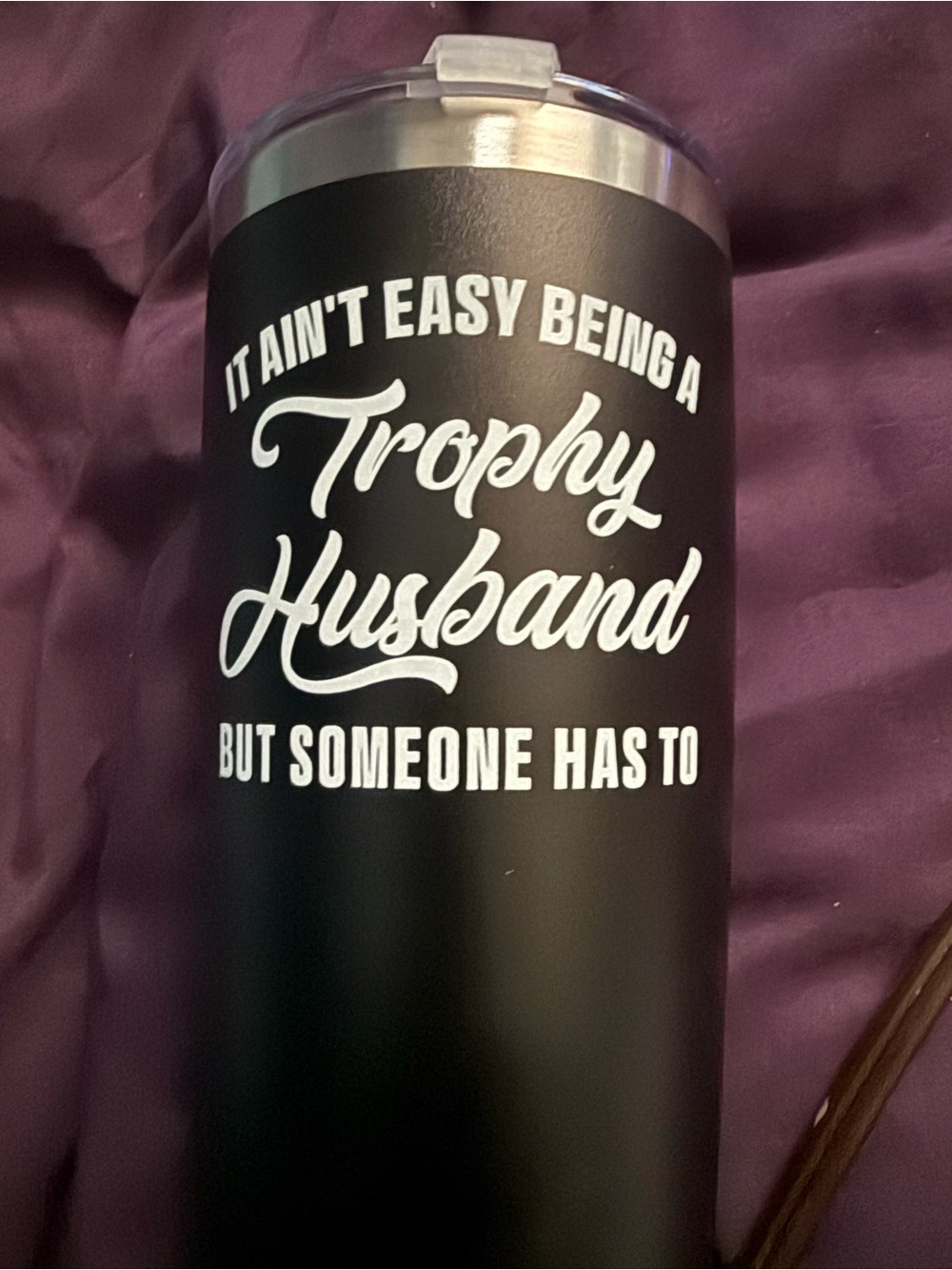 Trophy Husband Black Travel Tumbler - Insulated Drink Cup